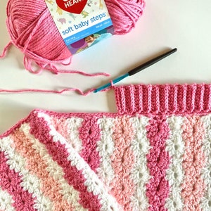 Pink Crochet Petal Stitch Baby Blanket Pattern image 3