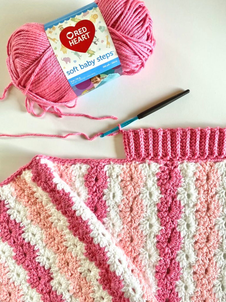 Pink Crochet Petal Stitch Baby Blanket Pattern image 3