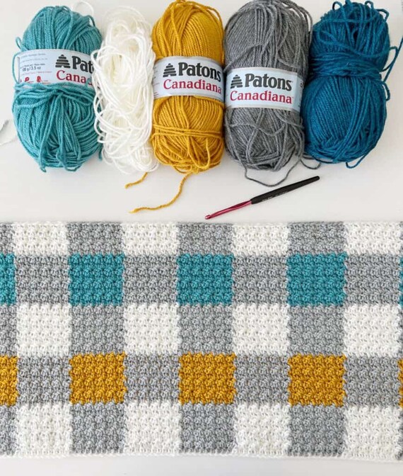 Crochet Griddle Stitch Multi-color Gingham Blanket UK