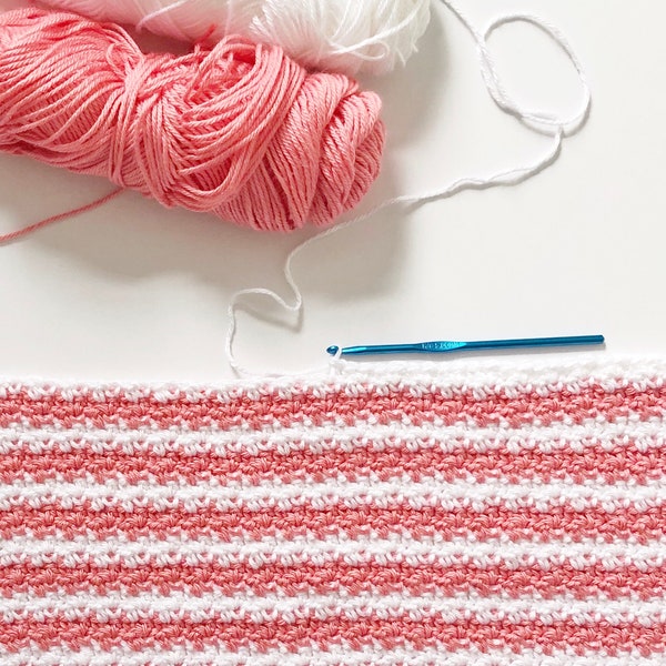 Crochet Strawberry Stripes Baby Blanket Pattern