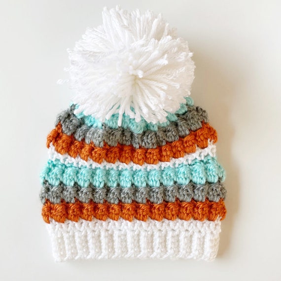 Crochet Mesh and Bobble Stitch Hat 