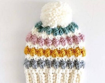 Crochet Even Berry Stitch Baby Hat Pattern