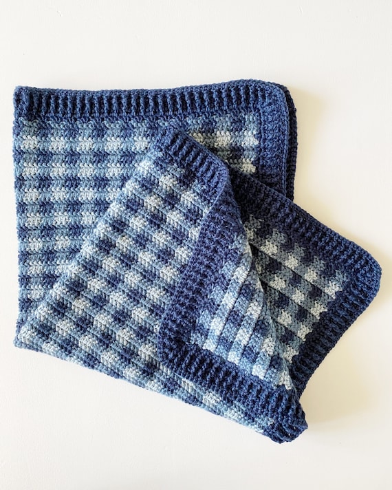 Crochet Mini Checked Gingham Baby Blanket Pattern