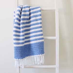 Crochet Blue Stripes Baby Blanket Pattern