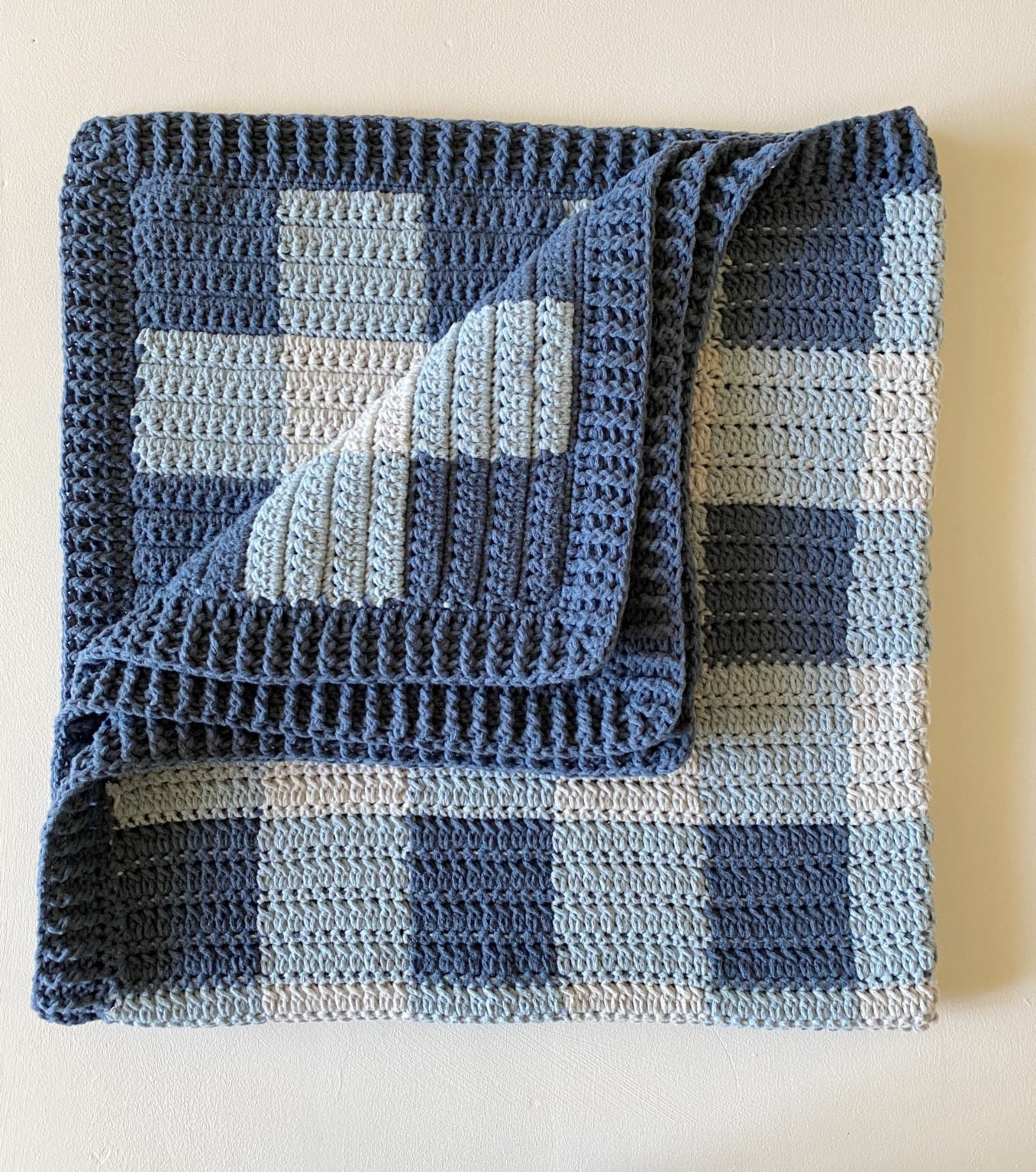 Granny Square Blue Gingham Blanket Gingham Crochet Baby Blanket