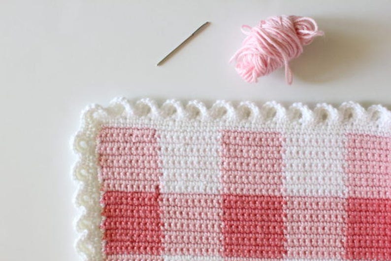 Crochet Pink Gingham Blanket Pattern image 2