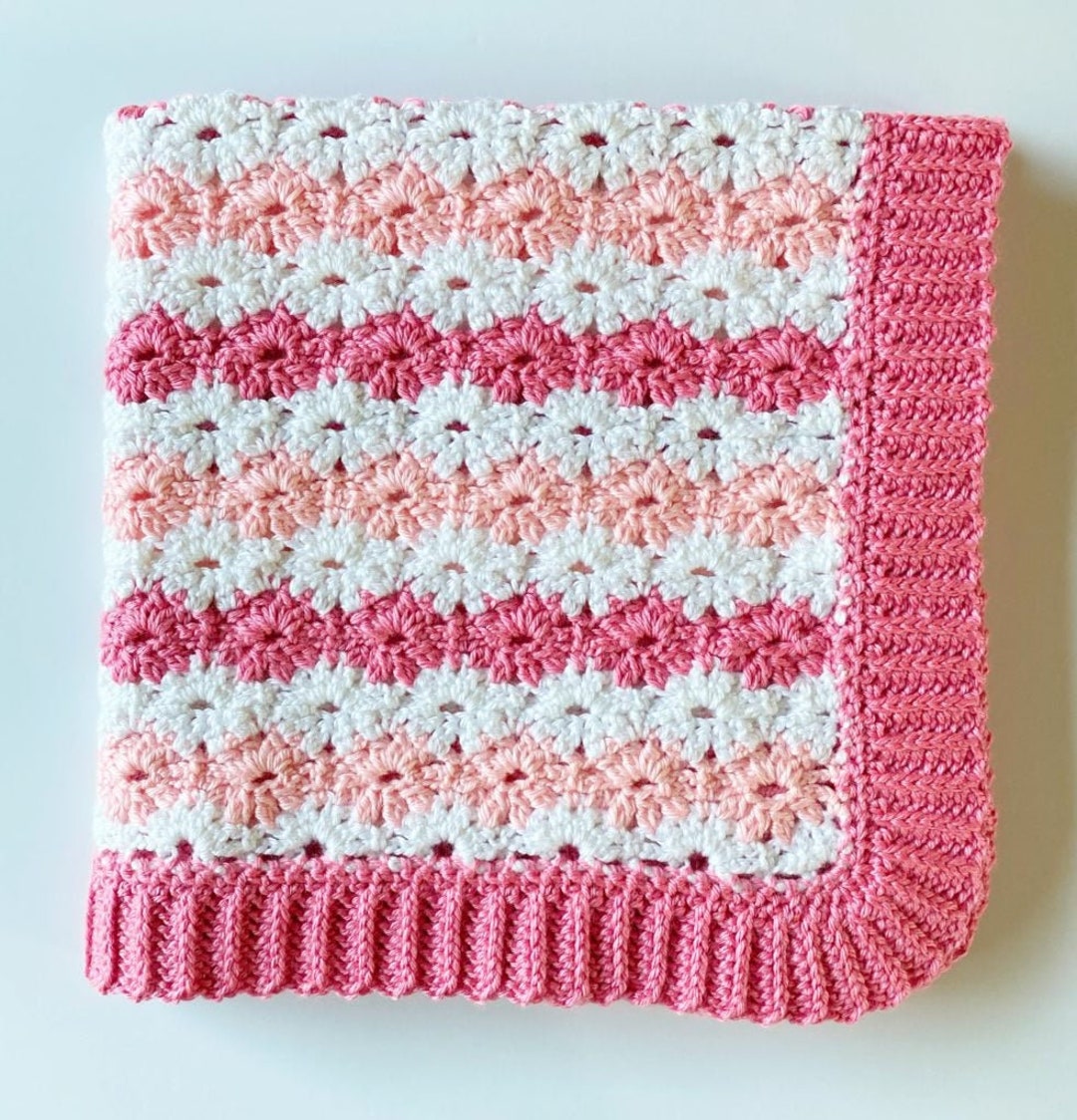 Pink Crochet Petal Stitch Baby Blanket Pattern Etsy Canada
