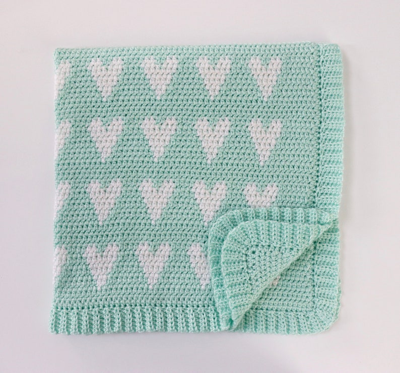 Crochet Modern Hearts Baby Blanket Pattern image 3