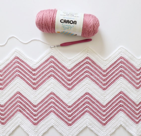 Caron Anniversary Cakes Chevron Stripes Crochet Blanket Pattern