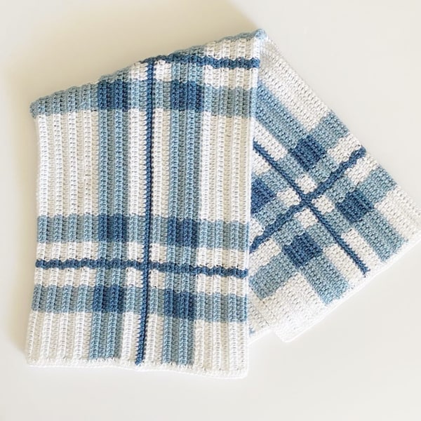 Crochet Blue Plaid Baby Blanket Pattern