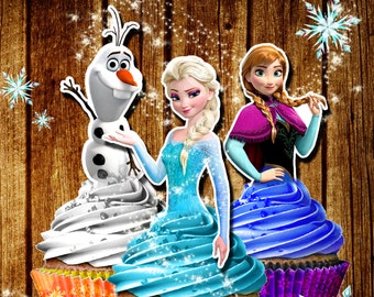 PRINTABLE Frozen Cupcake Toppers, Elsa cupcake toppers, let it go, birthday decorations / Printable Frozen Cupcake toppers / Downloadable fr