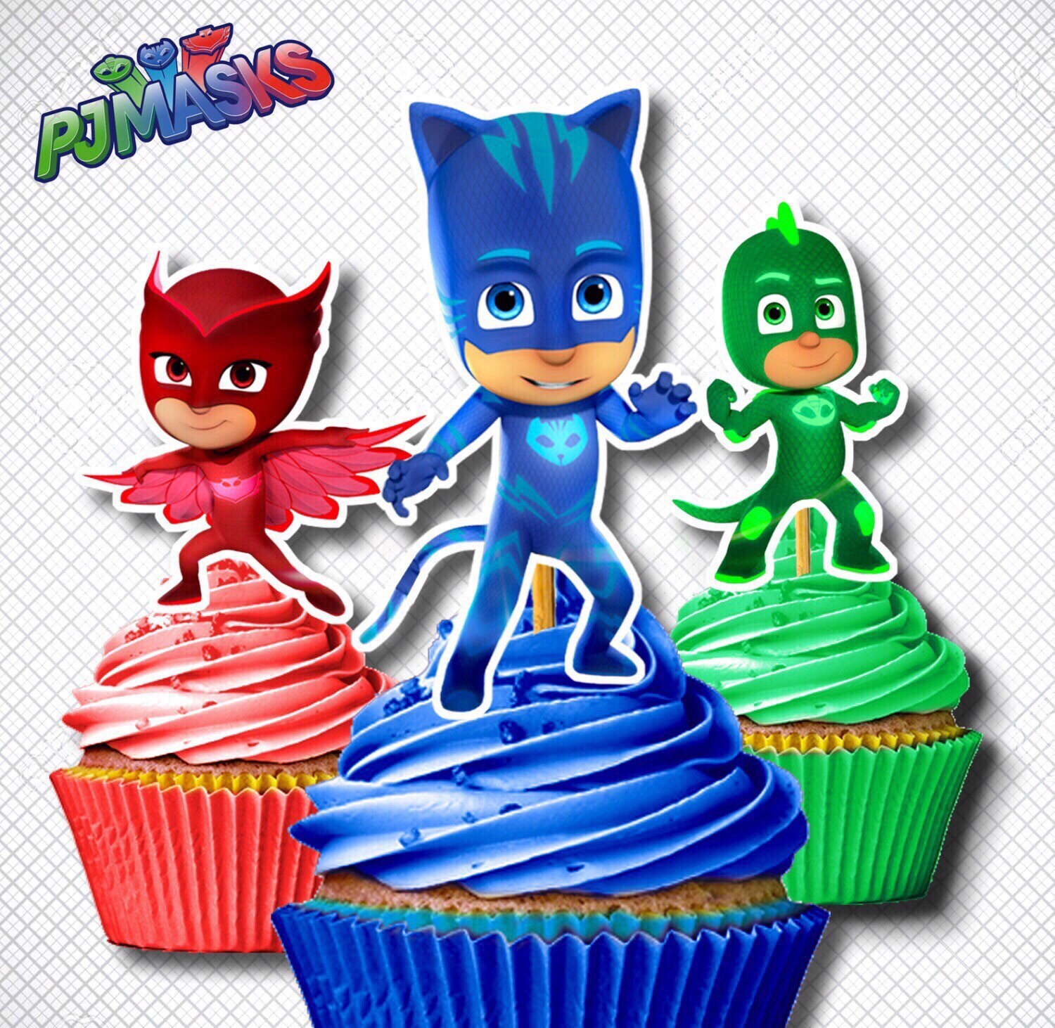 PJ Mask Cupcake Toppers /digital PJ Mask Cupcake Toppers / - Etsy