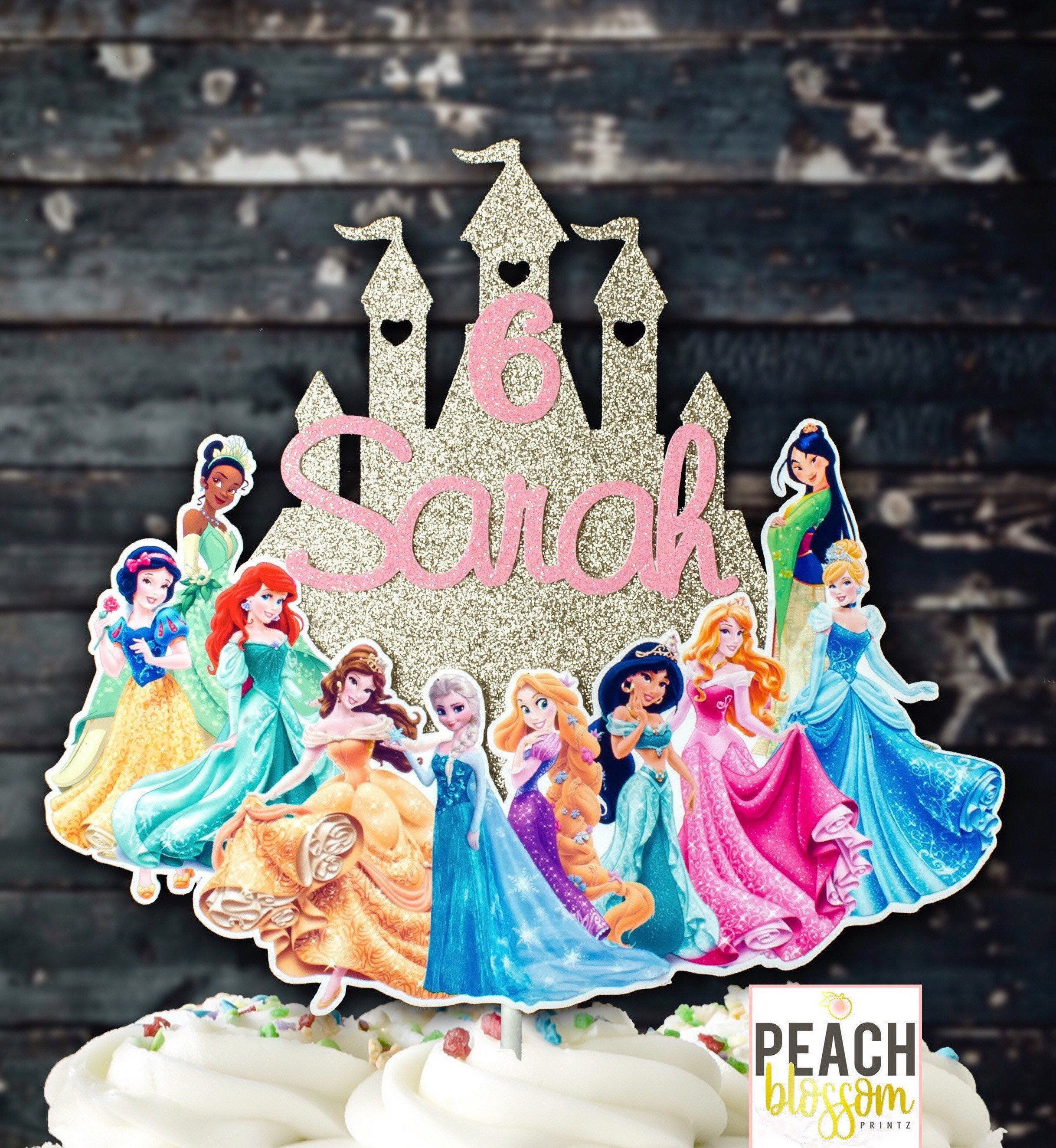 Glitter Acrylic Disney princess castle birthday,wedding cake topper decorations