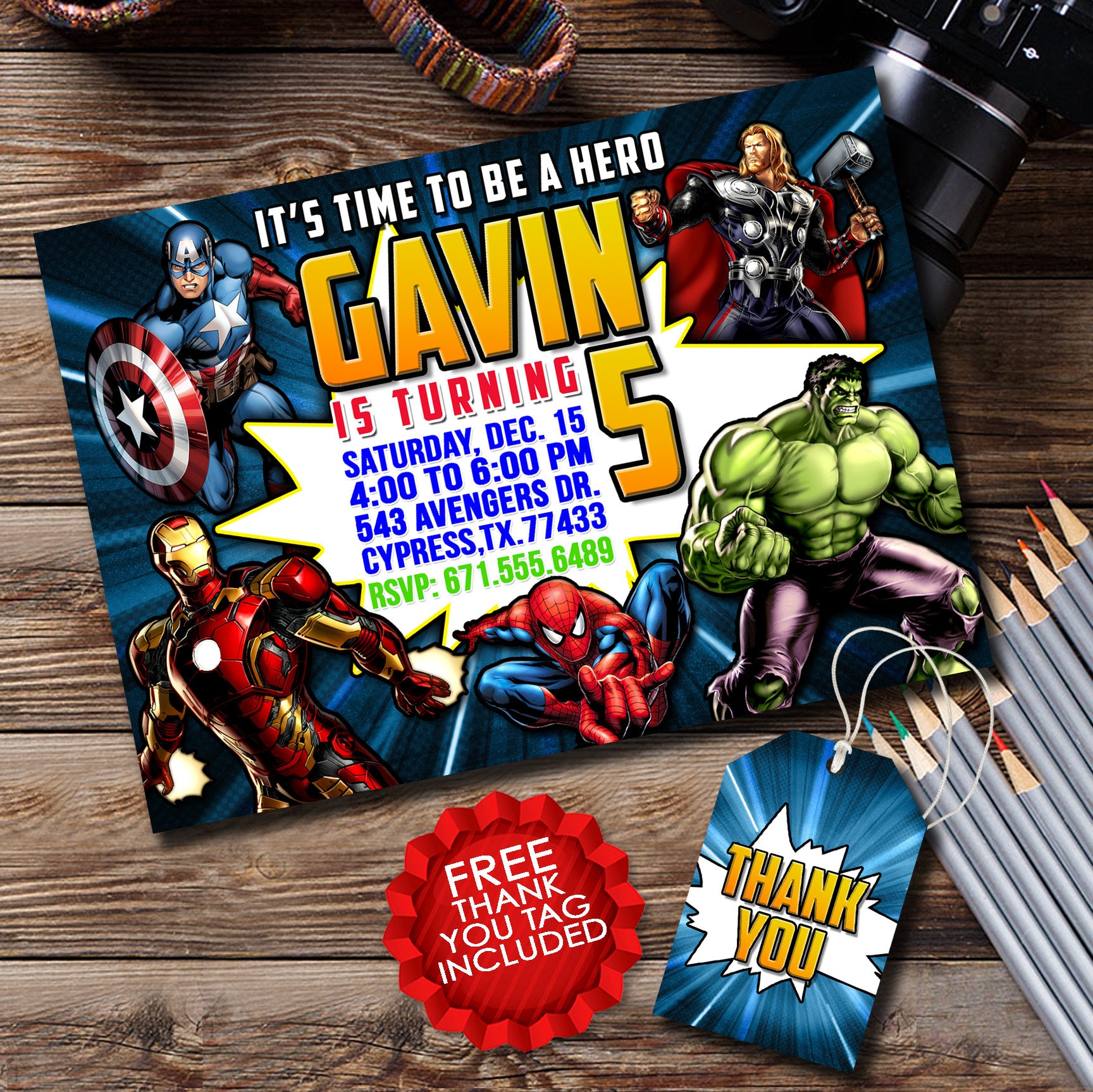 Avengers Birthday Invitation Avengers Invitation Avengers Etsy