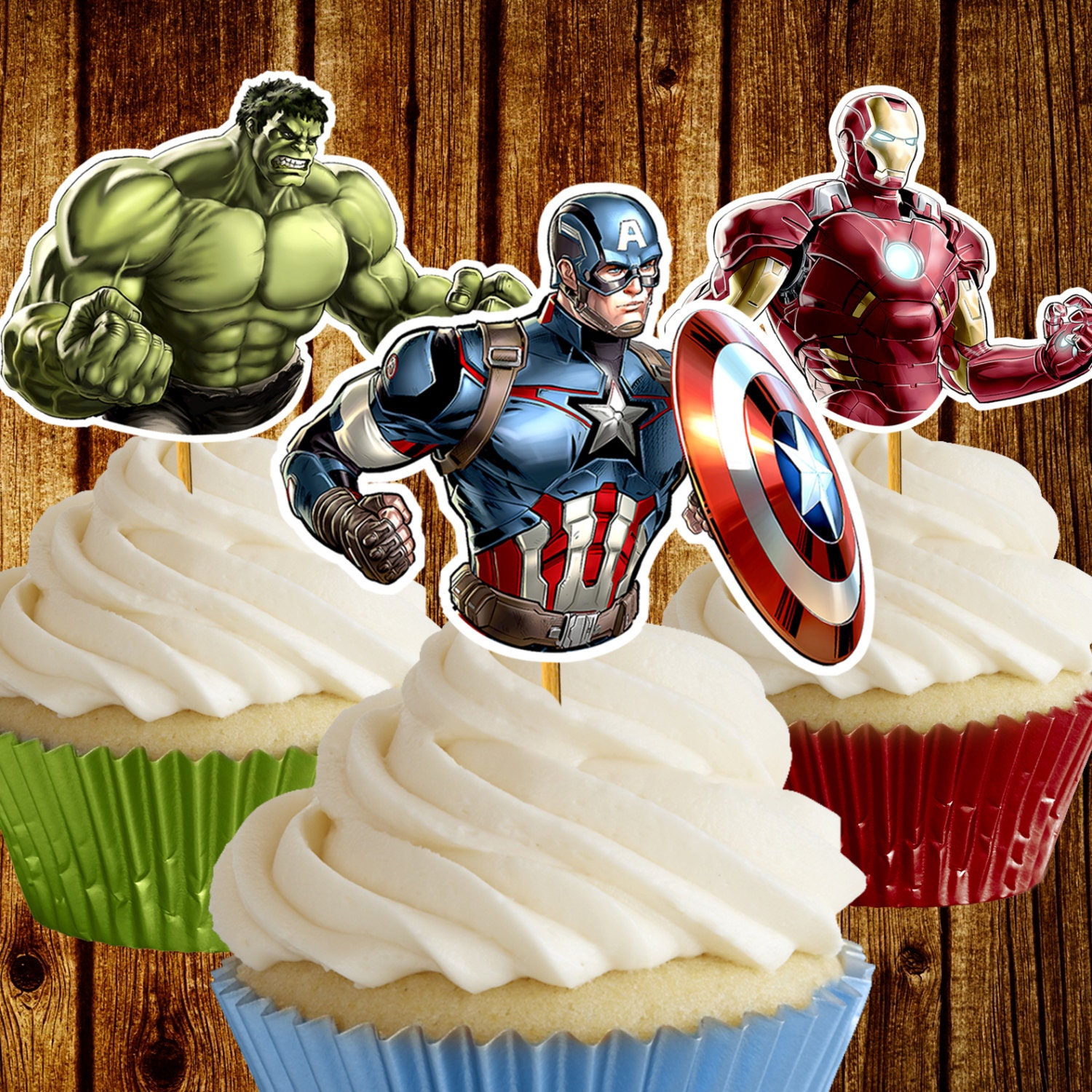 Avengers Cupcake Toppers / Superhero cupcake toppers / Etsy