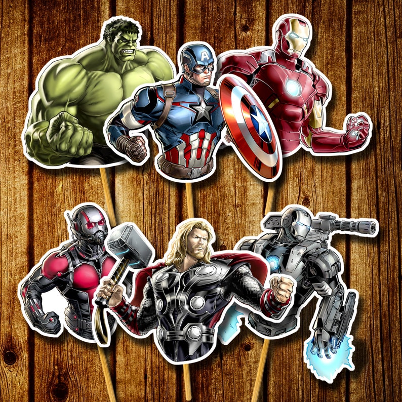 Avengers Cupcake Toppers / Superhero cupcake toppers / Etsy Avengers Cupcake Toppers / Superhero cupcake toppers / Etsy