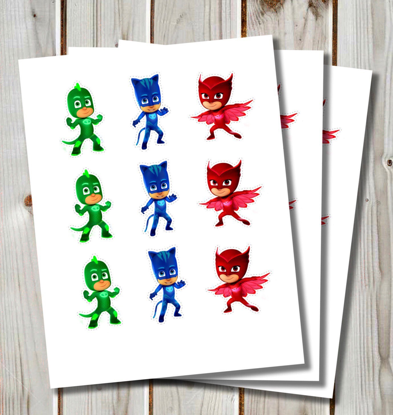 PJ Mask Cupcake Toppers /Digital PJ Mask Cupcake Toppers / | Etsy