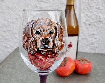 Copa de vino para mascotas personalizada y pintada a mano