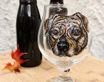 Vaso de cerveza belga tulipán con mascota personalizado y pintado a mano