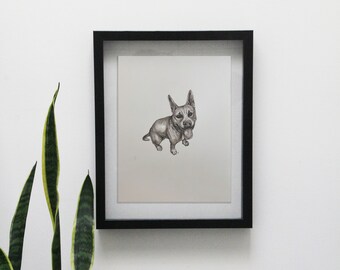 Pintura de tinta de mascota en blanco y negro personalizada