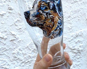 Vaso de cerveza personalizado para mascotas pintado a mano