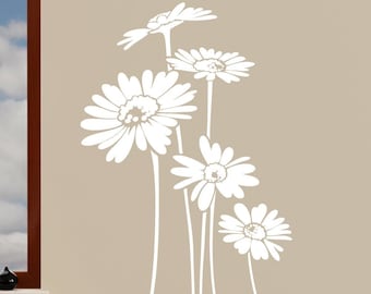 Daisy Flowers Wall Sticker - Floral Garden Art Vinyl Decal Transfer - by Rubybloom Designs W27