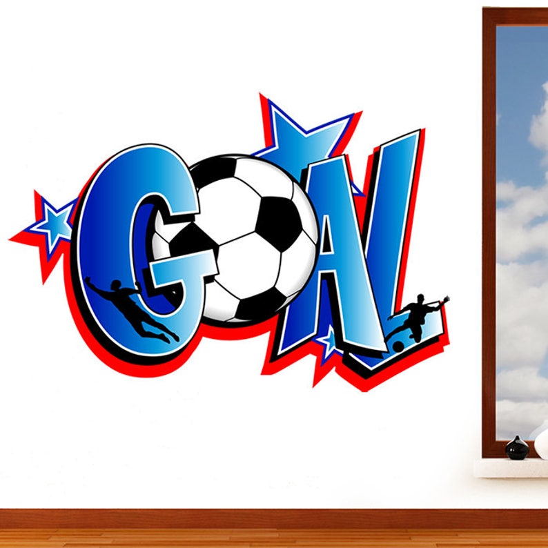 Goal Graffiti Football Mural Wall Sticker Boys Sport Star Etsy