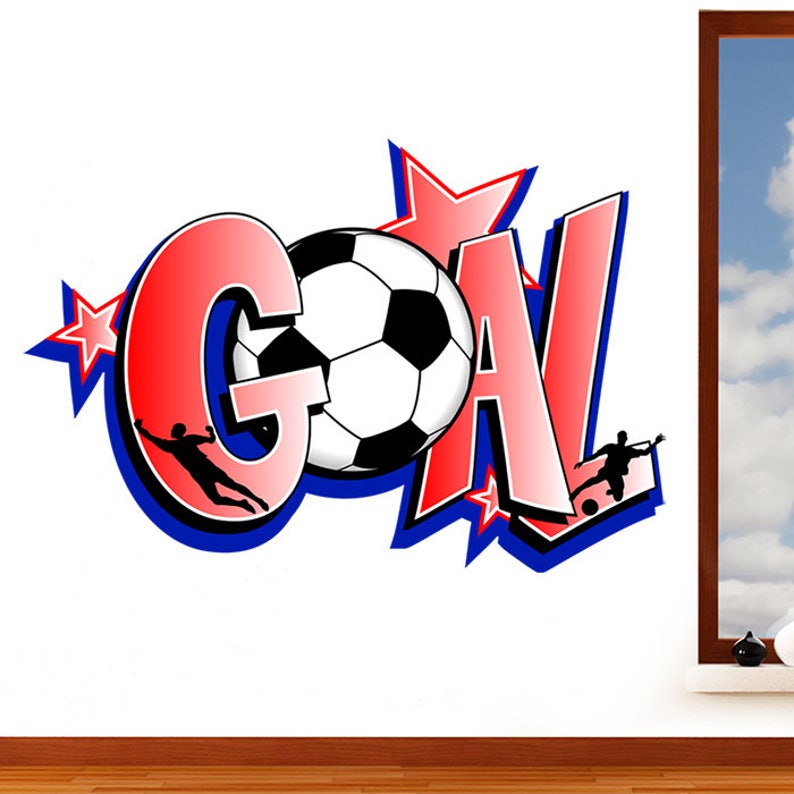 Goal Graffiti Football Mural Wall Sticker Boys Sport Star Etsy