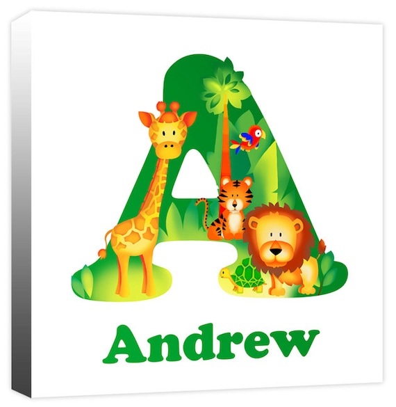 Personalised Jungle Animal Alphabet Letter Children's Name ...