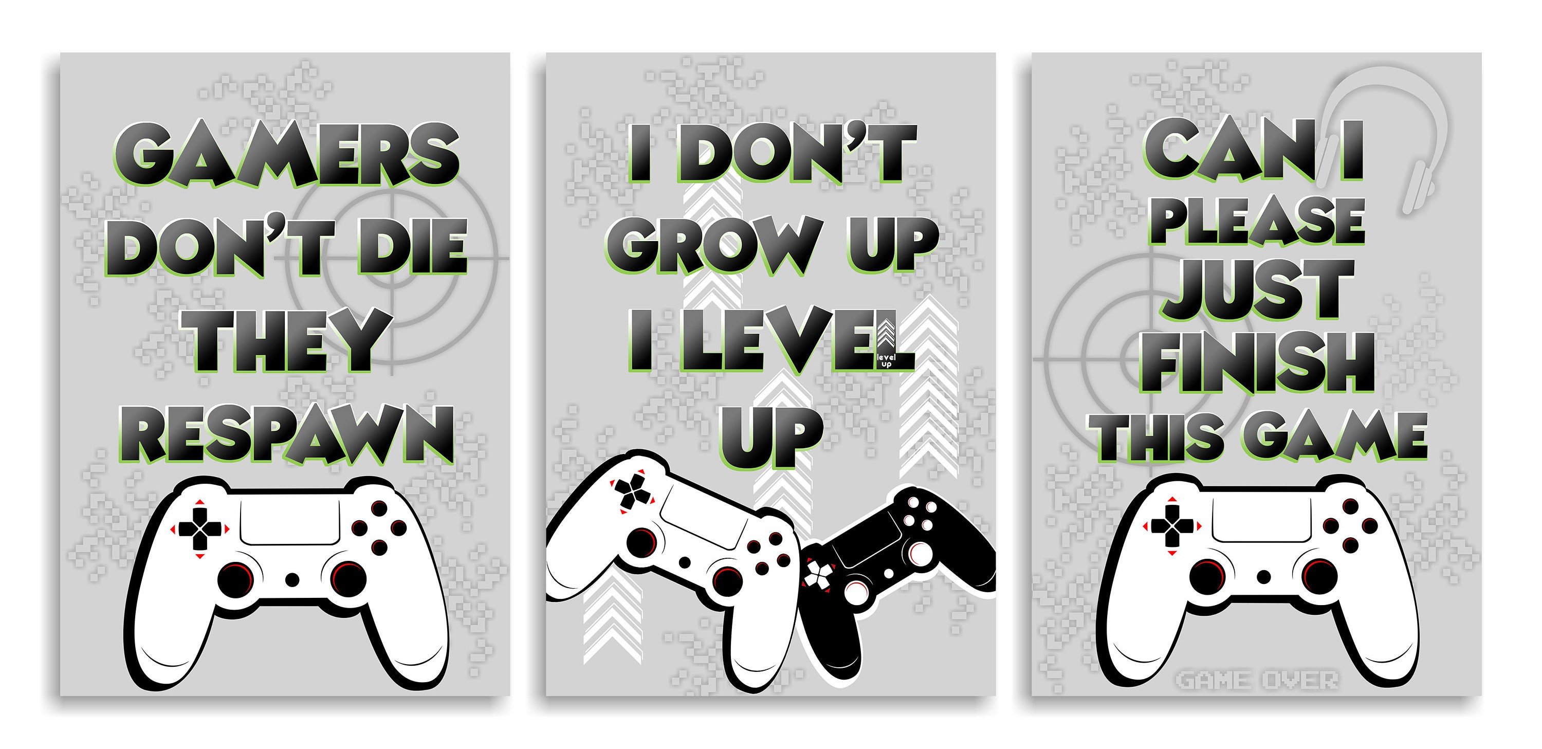 Boys Gamer Quotes Computer Game Controller Gaming 3 Panel Etsy