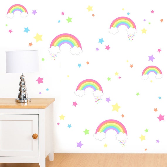 Colourful Patterned Unicorn /& Stars Wall Art Vinyl Sticker Bedroom Transfer