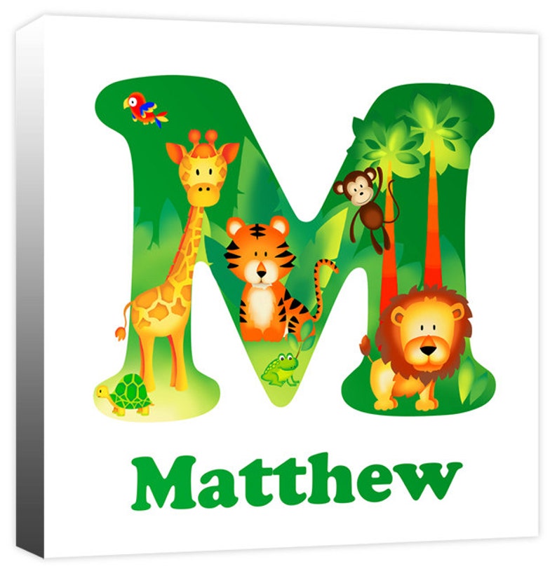 personalised jungle animal alphabet letter childrens name
