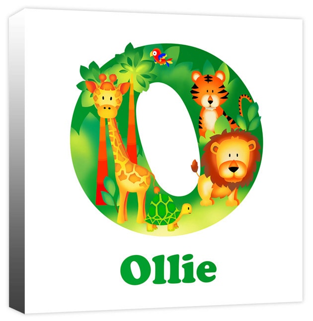 personalised jungle animal alphabet letter childrens name etsy