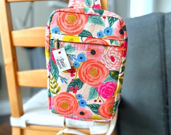Market Sling, Sandhill Sling, Crossbody Backpack, Small Backpack, Rifle Paper Co Flora Canvas
