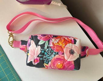 Fanny Pack, Watercolour Floral, Alpen Belt Bag, Festival Bag, Belt Bag, Waist Bag, Hip Pack, Quilted Belt Bag