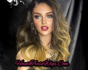 Balayage, Honey Blonde, Ombre, Loose Wave,Pre-Plucked Hairline, HD Transparent Lace, Free Parting, Lace Front Wig - Bombshell Wig,