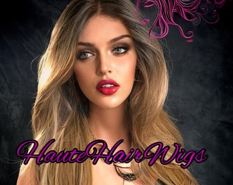 Ombre, balayage, gouden as, blonde mix, mix van mensenhaar, bombshell-pruik, realistische pruik, highlights, bruine wortel, pruik met kant