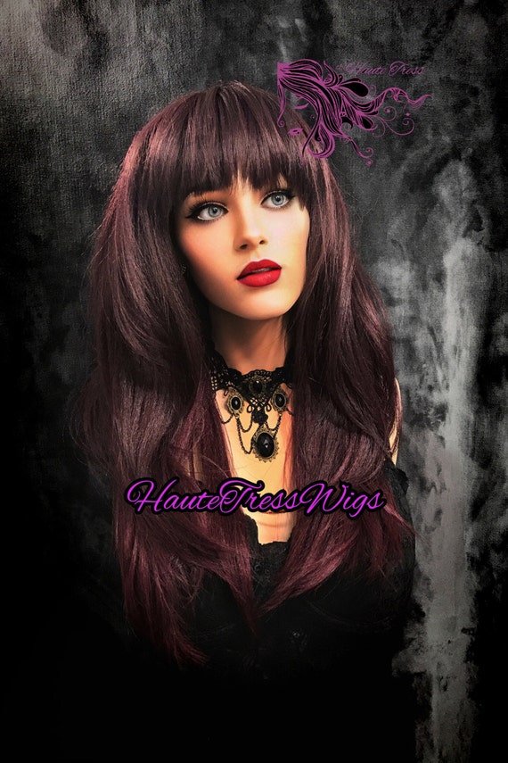 Nicki Minaj 2 Tone Dark Plumb and Burgundy Fringe Bangs China Bang