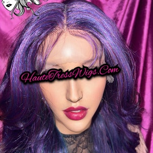 Oil slick, Bombshell wig, Layered, Transparent HD Lace Wig, Lace Front Wig, Blue Wig, Purple Wig, Rainbow Wig, Pastel Wig, Lavender Wig, image 4