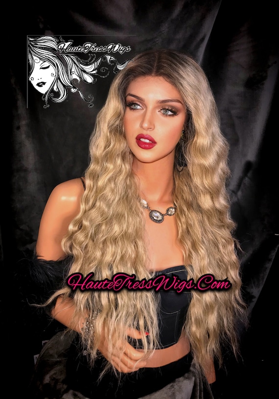 Lace front top wigs ombre blonde