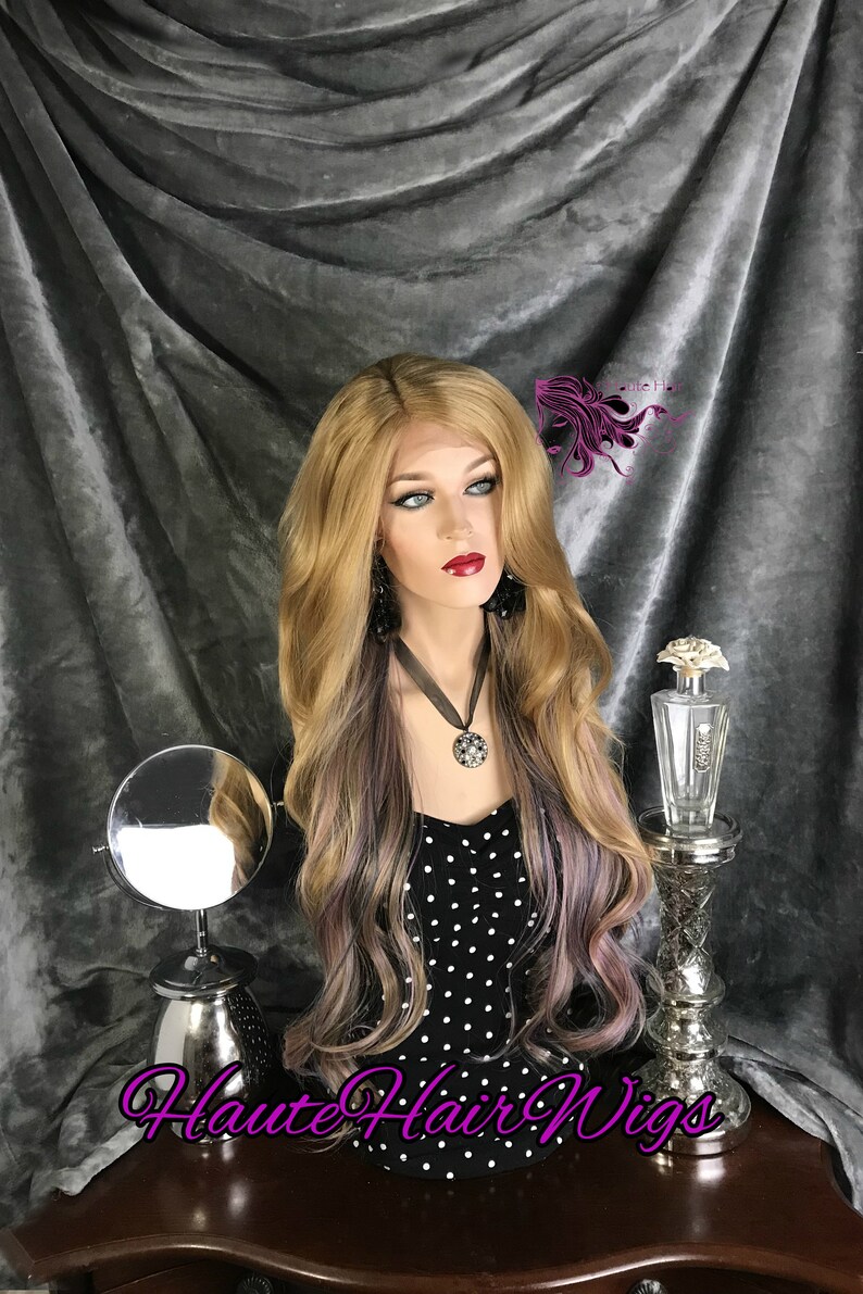 Blonde Pastel Ombre Tipped Human Hair Blend Lace Front Wig Etsy