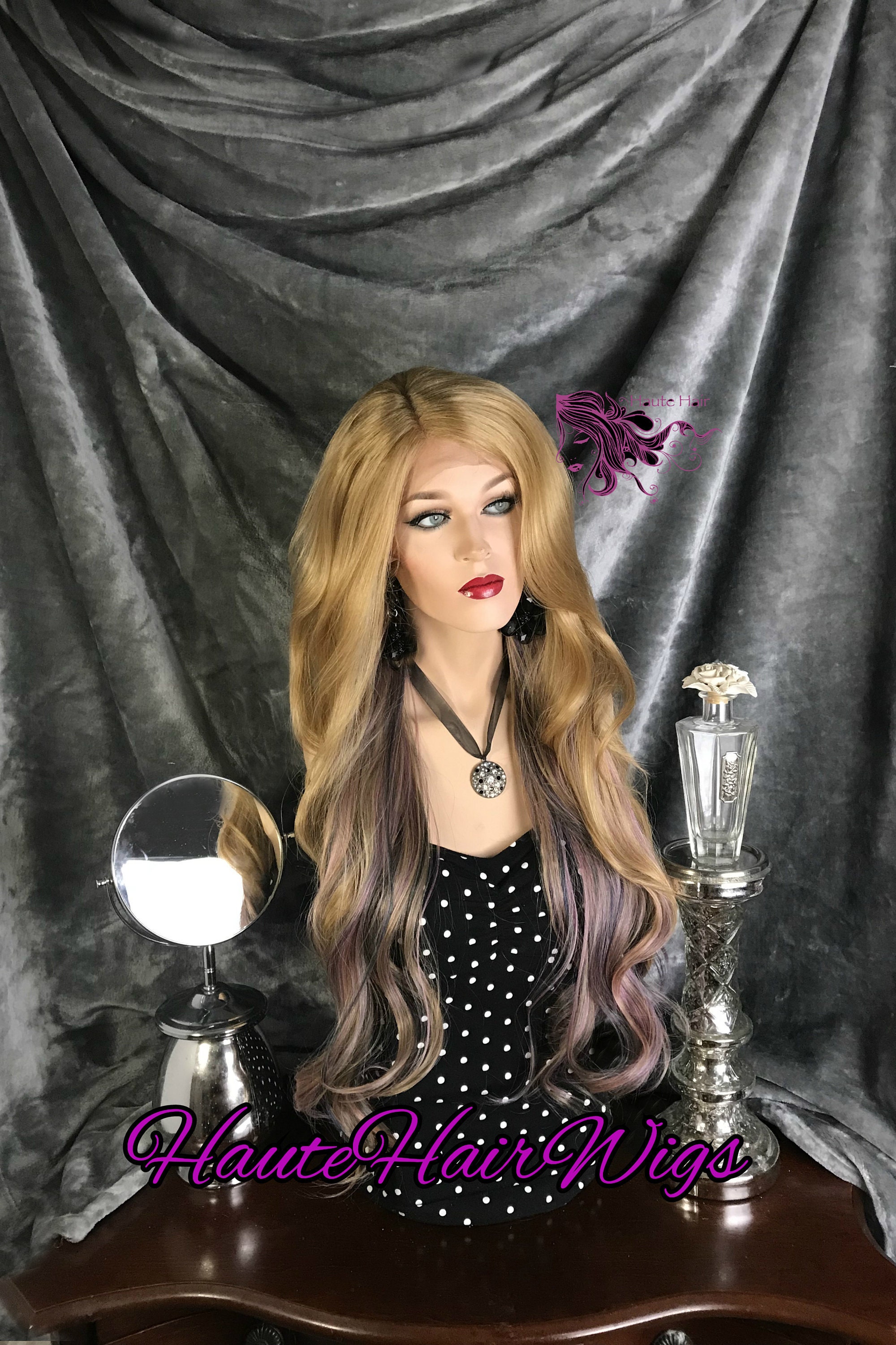 Blonde Pastel Ombre Tipped Human Hair Blend Lace Front Wig Etsy
