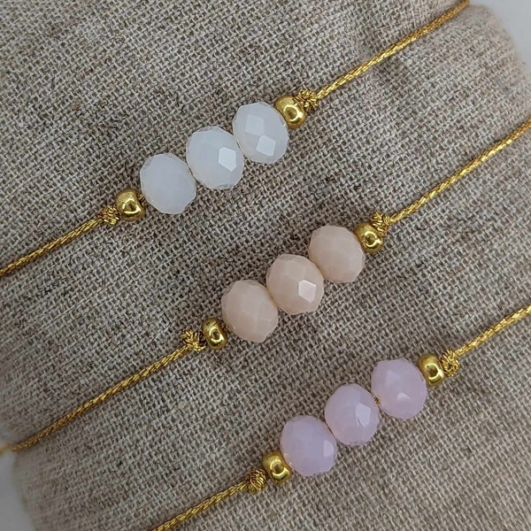 bracelet perle rose pastel