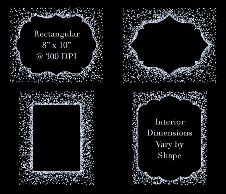 Download Silver Glitter Confetti Frames Digital Instant Download 8 ...