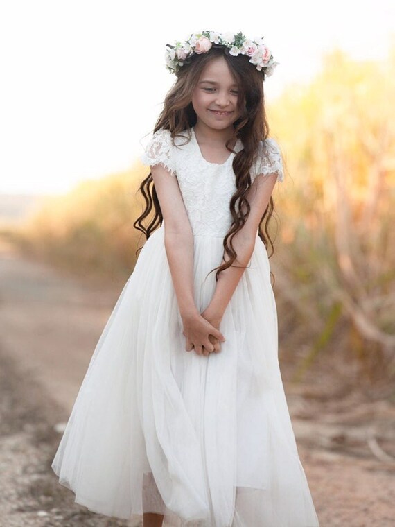 Serenade Girls White Lace Dress Etsy Canada
