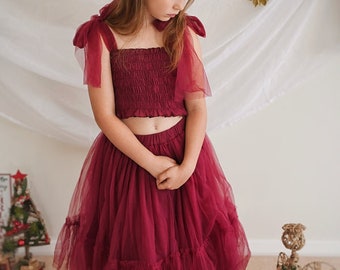Haven Girls Burgundy Tulle Set