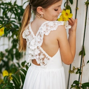 Gabriella French Chiffon White Girls Dress