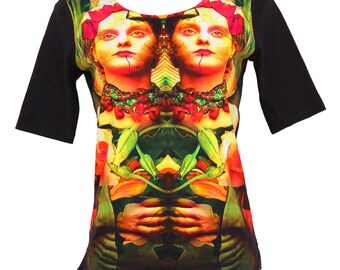 Fajna koszulka, Nadruk na koszulce, Czarny T-shirt, Sklep z koszulkami, Projektant T, Śmieszna koszulka, T z nadrukiem, Najlepszy T, Bawełniana koszulka, Koszulka damska, Nadruk kwiatowy