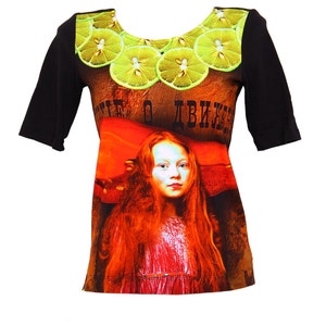 Digitaldruck-T-Shirt, Damenoberteil, Baumwoll-T-Shirt, Bio-T-Shirt, Schwarzes T-Shirt, Sammler-T-Shirt, Geschenk-T-Shirt.