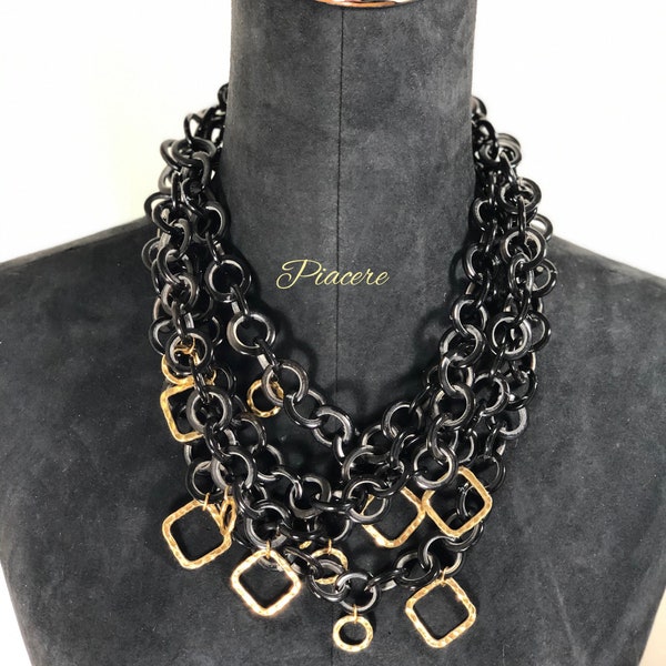 Super lightweight Horn links chain statement necklace, Mother's Day gift idea, gift for her